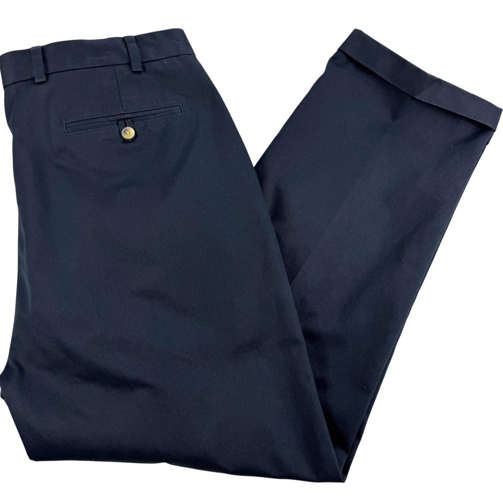Jos. A. Bank Traveler's Dress Pants Mens 40x29 Blue Cotton Pleated Cuffed Office